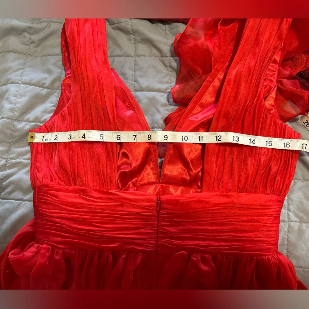 New Mac Duggal red party ruffle mini dress - Size 6 - Picture 9 of 9